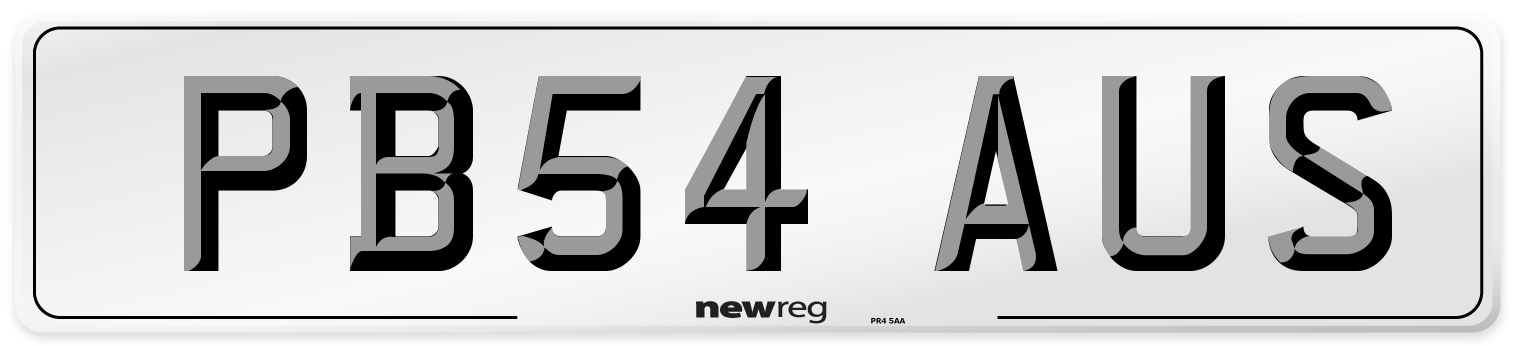 PB54 AUS Number Plate from New Reg